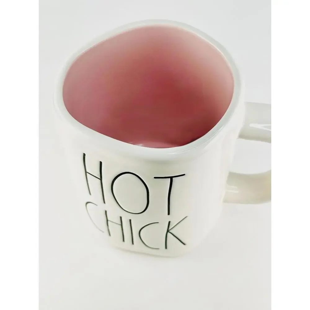 Rae Dunn by Magenta‎ - HOT CHICK Ceramic Coffee Mug - Easter Spring Cream & Pink